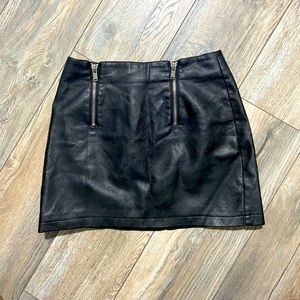 COPY - Black faux leather double zip front Mini skirt